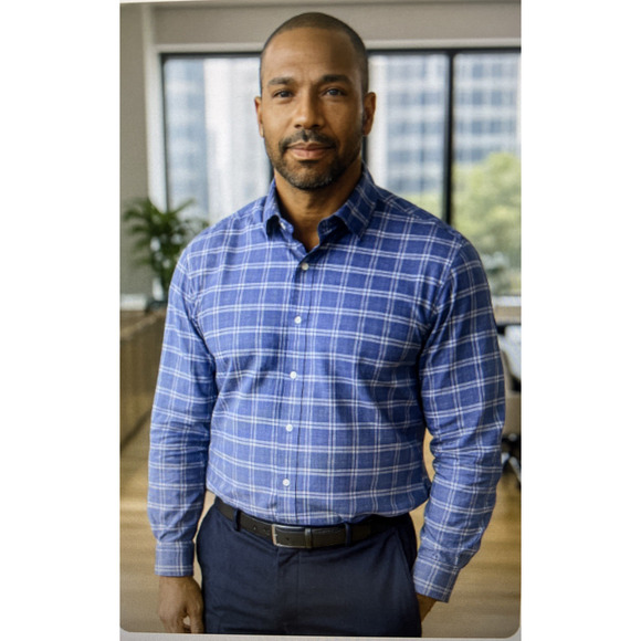 Peter Millar Shirt Men Large Blue Plaid Long Sleeve Button Lightweight cotton - Picture 1 of 11